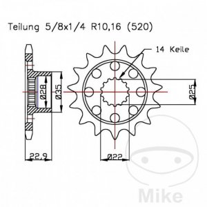 Front sprocket JMT 16T, 520