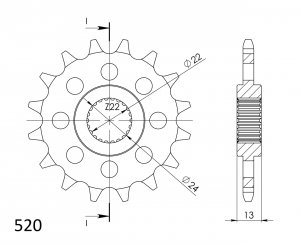 Front sprocket SUPERSPROX 16T, 520