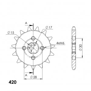 Front sprocket SUPERSPROX 15T, 420