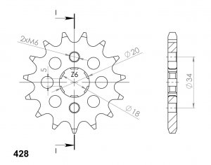 Front sprocket SUPERSPROX 17T, 428