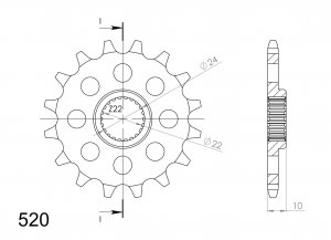 Front sprocket SUPERSPROX 16T, 520