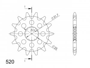 Front sprocket SUPERSPROX 16T, 520